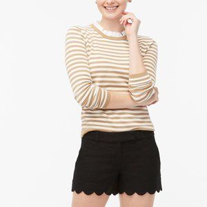 NWOT! J. Crew 4" Black Linen Scallop Short Size 8